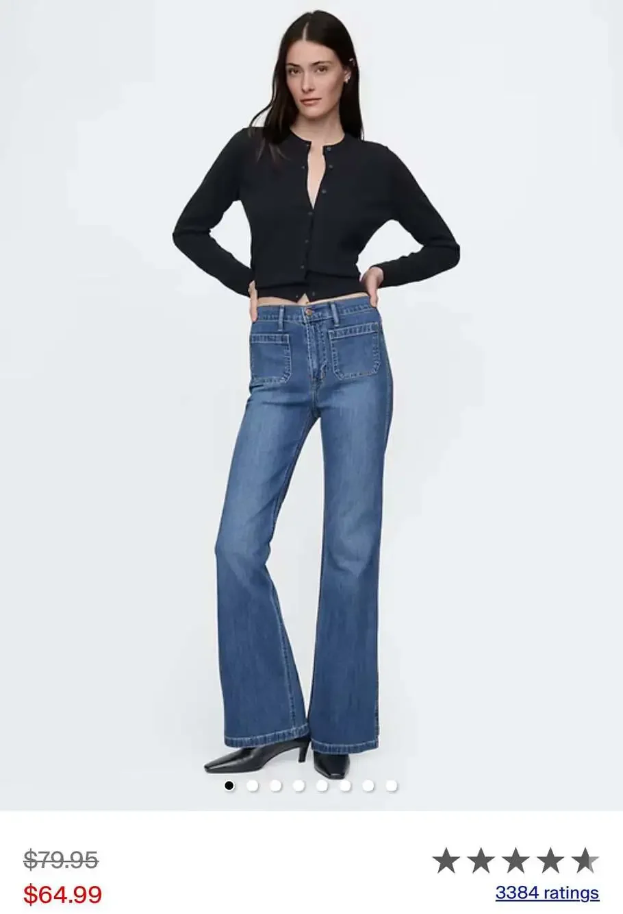 GAP High Rise '70s Flare Jeans, Sz 28/6R - Picture 5 of 10